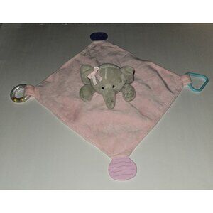 Modern Baby Pink Gray Elephant Lovey Teethers Rattle Sensory Floral Print